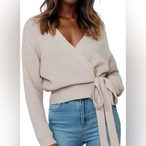 Amazon Women's Beige Knit Cardigan